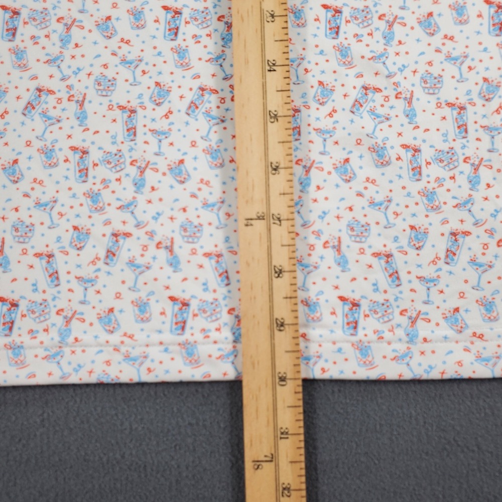 Maelreg Mens XL Performance‎ Polo Shirt White Cocktail Drink Print Short Sleeve - Picture 6 of 7
